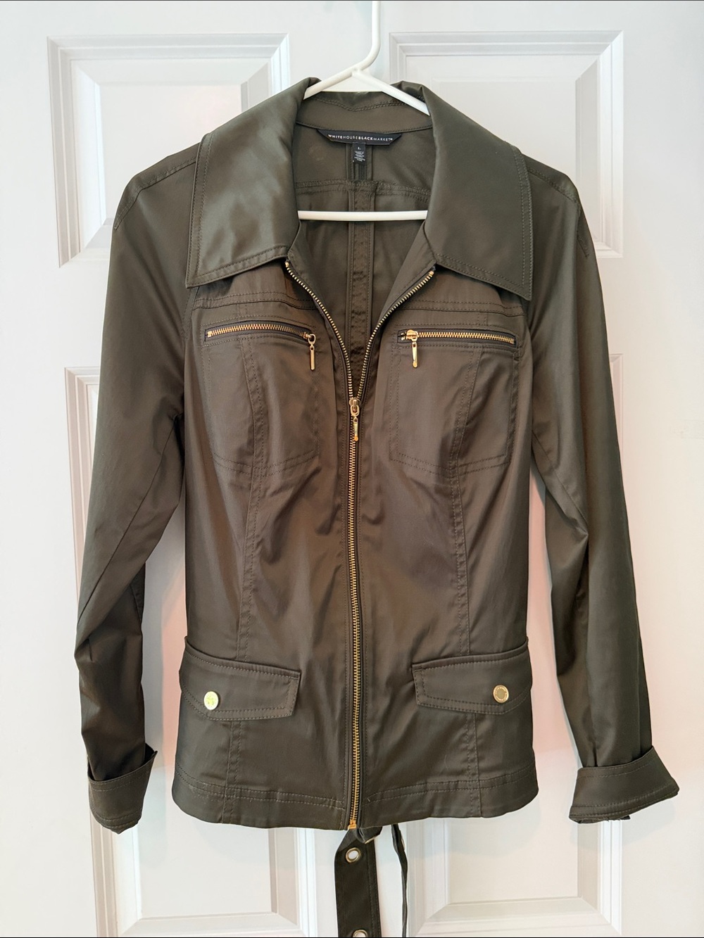 WHBM Lightweight Olive Utility Jacket with Gold Hardware - Women
